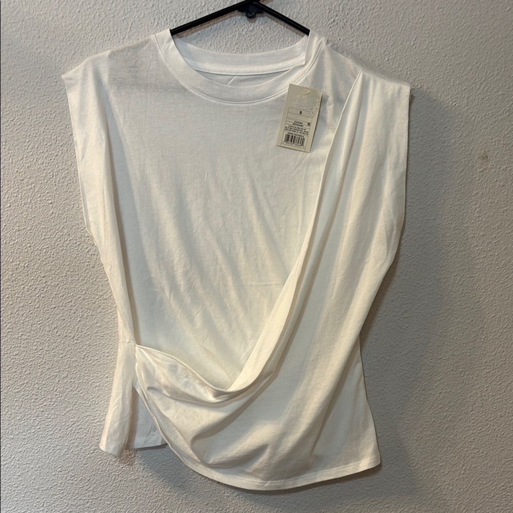 NWT A New Day White Asymmetrical Wrap Muscle Tee